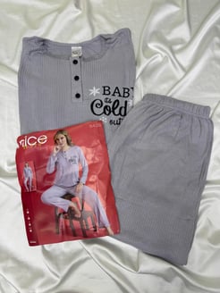 ç8428 - uzun kollu pijama takımı - lila 