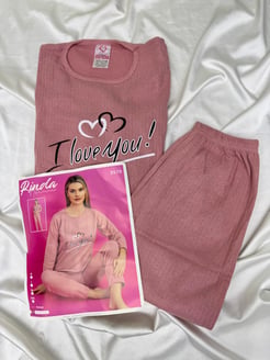 ç3570 - uzun kollu pijama takımı - pembe 