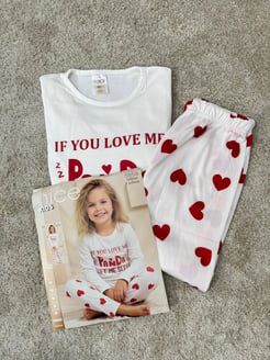 ç5858-lizbon milan kumaş kız çoçuk pijama takımı-beyaz