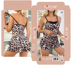 ç5048 - leoparlı ip askılı şortlu takım 