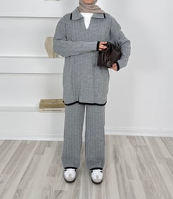 2275 - pantolonlu triko ikili takım - gri