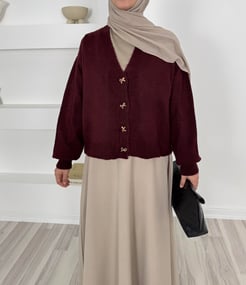 8725 - dügmesi fiyonklu hırka - bordo