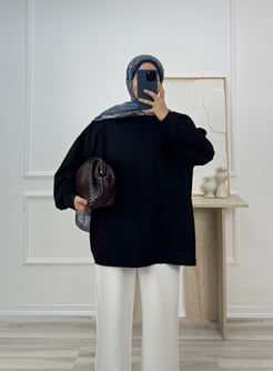 1214-oysho kumaş oversize tunik-siyah