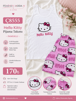 Ç8555 HELLO CİTY DESEN ŞORTLU TAKIM-PEMBE