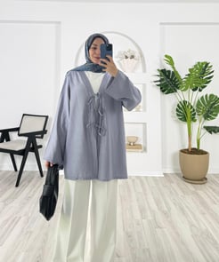 5292-çilek kumaş-önden bağlamalı kimono-gri