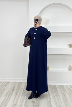 1881-gold düğmeli oysho elbise-lacivert
