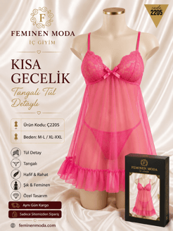 ç2205-tangalı tül gecelik-pembe