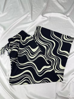 Ç3169 - BÜYÜK BEDEN BOL PAÇA ÇİZGİLİ ESNEK PANTOLON - SİYAH   