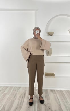 23311 ön flato pantolon - vizon 