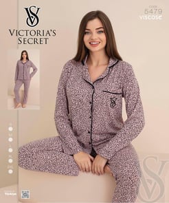 Ç5479 -LEOPAR DESENLİ PİJAMA TAKIMI - PEMBE SİYAH