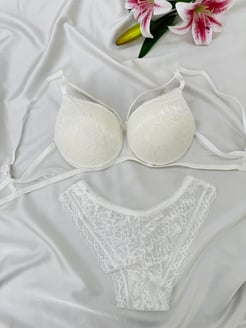 Ç2154 DESTEKLİ ÇAPRAZ DANTELLİ  SÜTYEN TAKIMI-BEYAZ