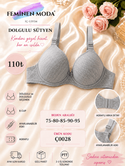 ç0028-DESTEKSİZ SÜTYEN-GRİ