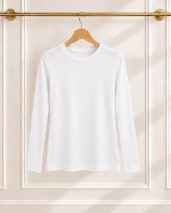 1553-çilek penye kumaş uzun kol t-shirt -beyaz