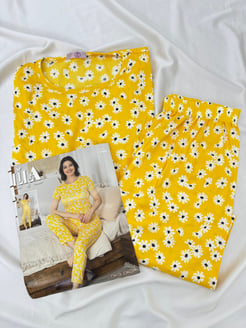 ç14896-pegasus kumaş kısa kollu pijama takımı-sarı