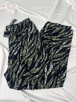 ç0139 - süet kumaş bol paça desenli pijama altı - yeşil 