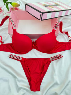 Ç755 Victoria Secret Sütyen Takımı(özel kutusuyla)-KIRMIZI