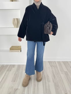 42039 - önden baglamalı şişme mont - lacivert