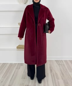 796100-yakası kürklü kaban-bordo