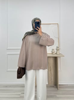 1677-oysho kumaş kolları bol tunik taş