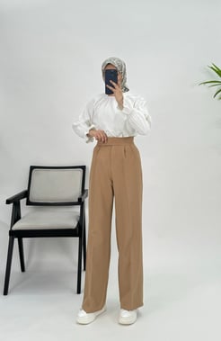 23363 çırtlı palazzo pantolon - sütlü kahve