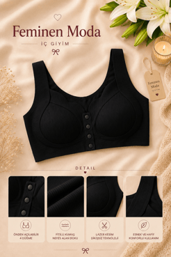 ç317-lazer kesim fitilli önden çıtçıtlı sütyen-siyah