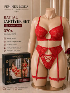 ç8014-dantelli jartiyer-kırmızı 