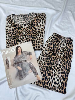 Ç5499 - milan kumaş leopar pijama takımı  