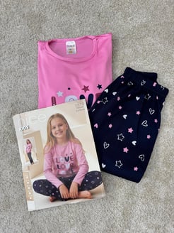 ç5873-lizbon milan kumaş kız çoçuk pijama takımı-pembe