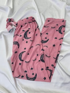 Ç2028 - süet kumaş desenli pijama altı - pudra 