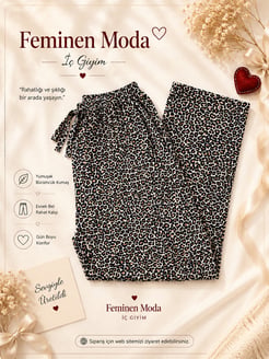 ç4632-milan kumaş battal leopar pijama altı