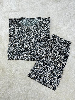 Ç1196-Milan kumaş uzun kollu pijama takımı-leopar