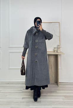 7972-fox kumaş fiyonklu kaban-gri
