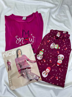 Ç5503 - milan kumaş pijama takımı - bordo 