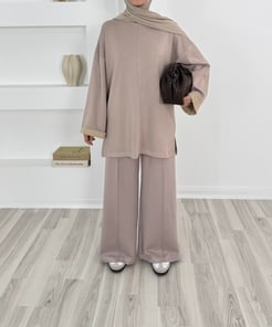 8932-OYSHO KUMAŞ KOLLARI BOL PANTOLONLU TAKIM-TAŞ