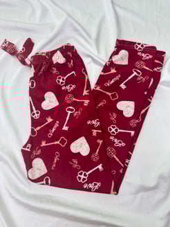 Ç2028 - süet kumaş love pijama altı - kırmızı