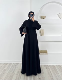 9318- oysho kumaş baglamalı elbise - siyah 