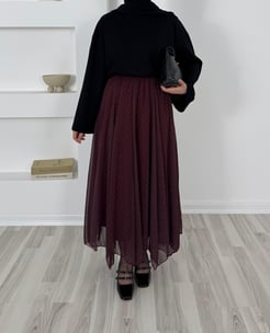 2503-KÜÇÜK KARELİ ŞİFON ETEK-BORDO