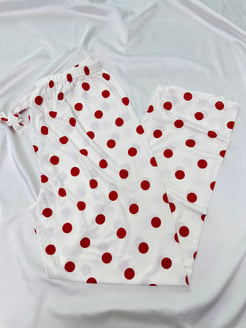 Ç9068 - milan kumaş kırmızı puantiyeli pijama alı - beyaz