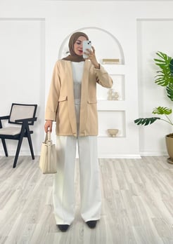 8743-dabıl krep kumaş-süs cep detaylı ceket-taş