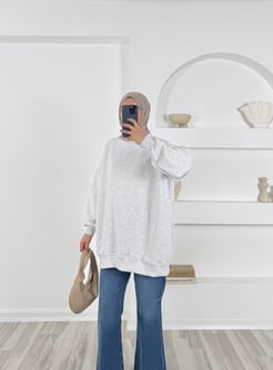 2669-üç iplik şardonlu sweatshirt-gri