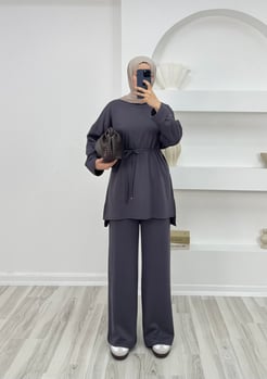 3024-kolları katlama detaylı pantolonlu takım-füme
