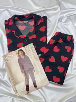 ç5761 - milan lizbon kumaş kız çoçuk pijama takımı-siyah