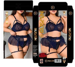 ç8003-big size dantelli jartiyer-siyah