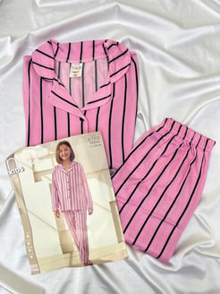 ç5759 - milan lizbon kumaş kız çocuk pijama takımı-pembe
