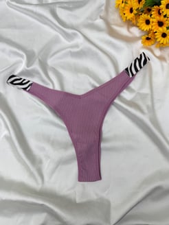 Ç29924 - FİTİLLİ YANLARI ZEBRA TANGA - PEMBE    