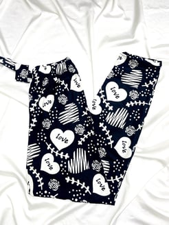 Ç2028 - süet kumaş love yazılı pijama altı - siyah