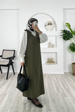 9641-dabıl kumaş-omuz detaylı V yaka jile-mint yeşili
