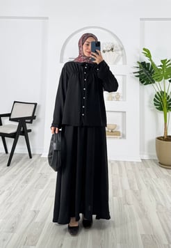 5217-ayrobin kumaş-etekli takım-siyah