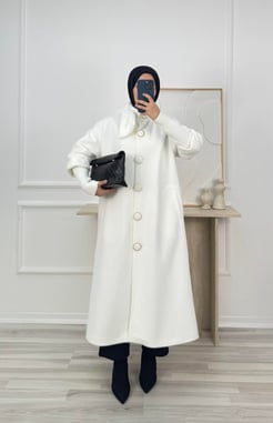 7972-fox kumaş fiyonklu kaban-beyaz