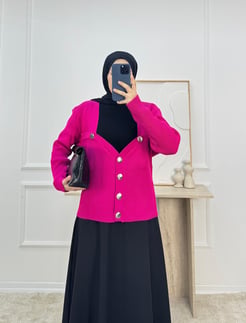 132-düğmeli triko hırka-pembe